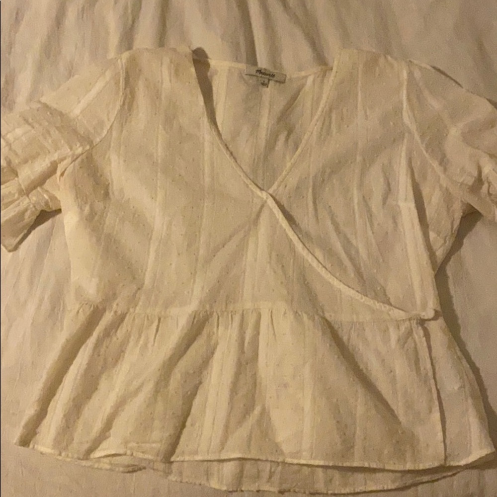 Madewell White V Neck Dress Shirt